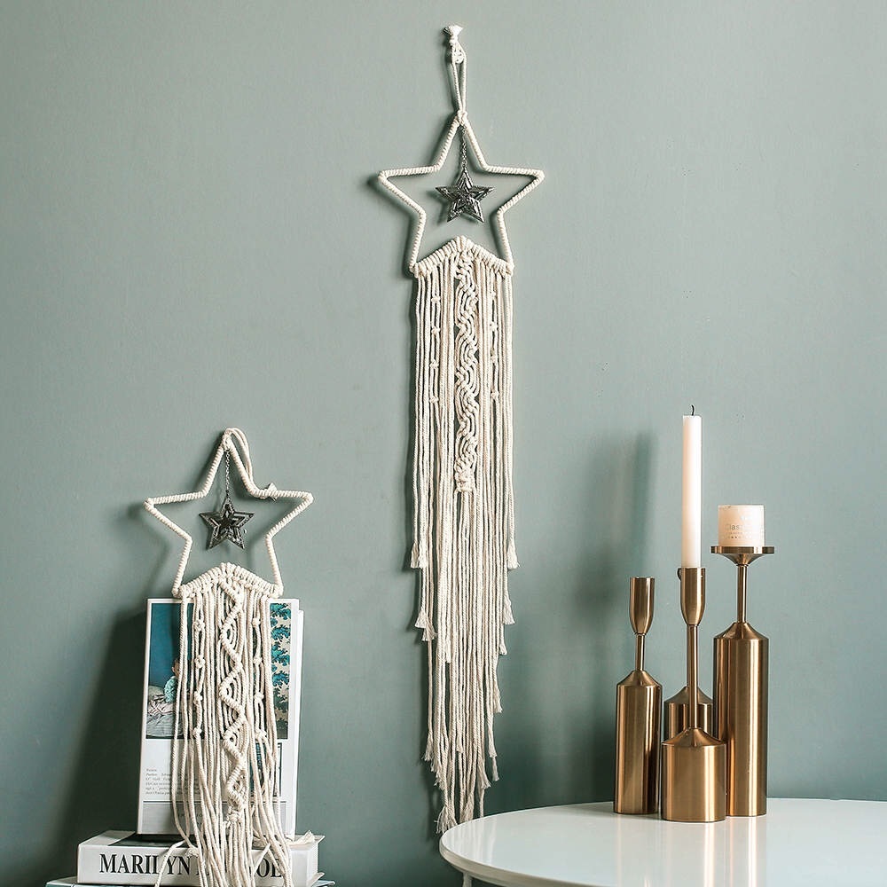 Hanging Macrame Star Dreamcatcher With Led Lights - Picture 4 of 5